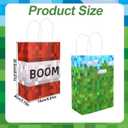 24pcs Pixel Party Favors Bags, Green & Red Video Game Theme Goodie Candy Snack Gift Goody Treat Bags with Handles for Kids Gamers Birthday Party Favors & Decorations Supplies