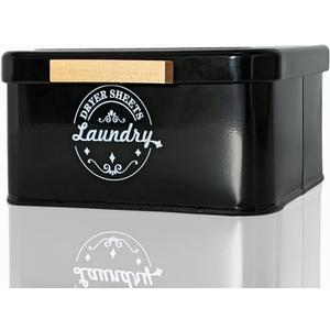 Dryer Sheet Holder Container for Laundry Room Organization, Farmhouse Laundry Organization and Storage, Metal Dryer Sheet Dispenser for Laundry Room Decor (Black)