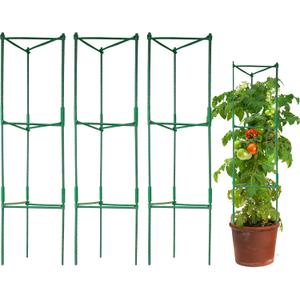 3Pack 48Inch/4ft Tomato Cages Garden Plant Stakes for Outdoor/Indoor with 15PCS Cable Ties Plant Vegetable Trellis for Vertical Climbing Plant Tomato Plant (Each Pack can be up to 48Inch)