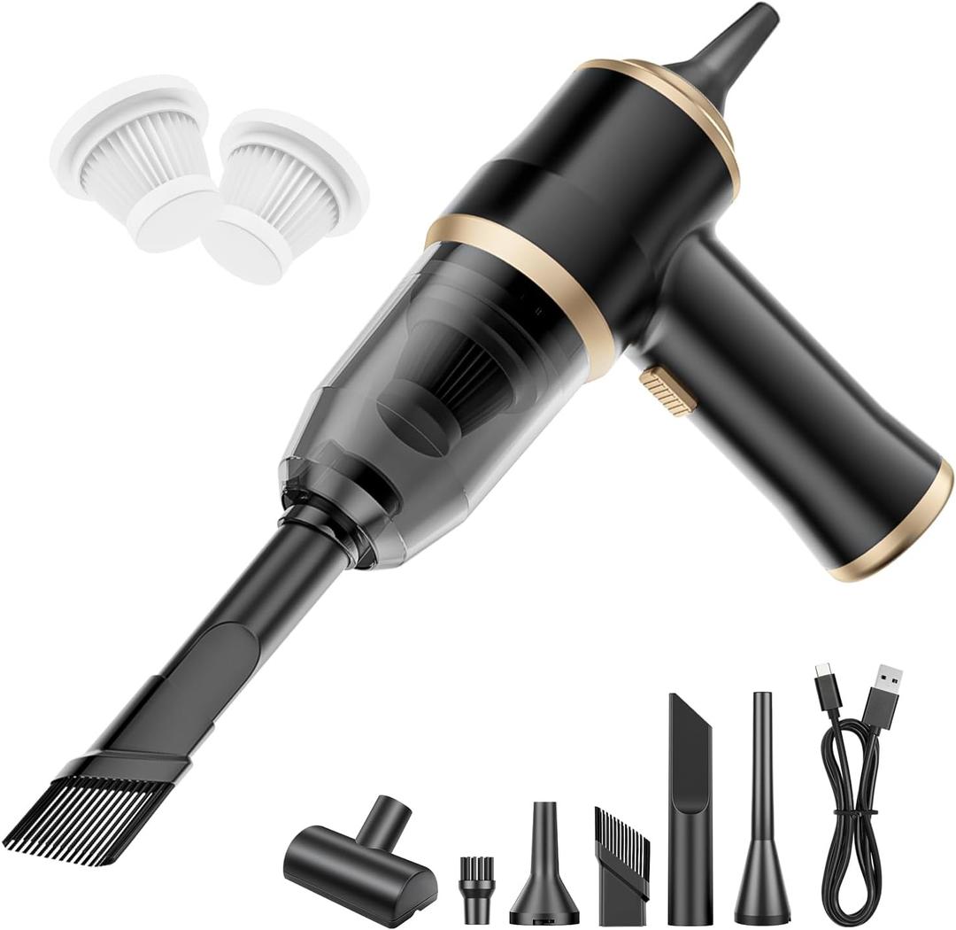 Portable Car Vacuum Cordless Mini Handheld Vacuums Cleaner High Power with LCD Display and Multi-Nozzles, Hand held Cleaners for Car, Home, Office, Sofa, Pet Hair,Keyboard (Black)