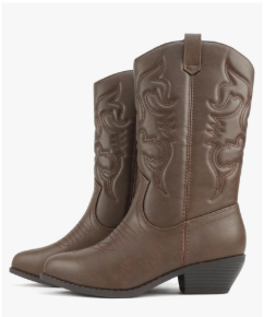 Soda “Rodeo” ~ Women's Knee High Western Cowboy Boots with Stitched Detailing, Pointed Toe, and Low Block Heel, Size 10