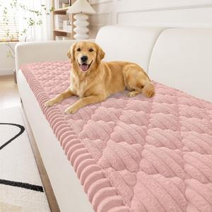 Smiry Couch Cover for Dogs Washable, Non Slip Fuzzy Pet Sofa Protector, Soft Thick Furniture Cover for Sofa, Loveseat and Sectional, Scratch & Pet Hair Resistant (Dusty Rose, 27.6" x 70.9")
