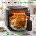 NutriChef Family Size 7.5 Quart Air Fryer | 6 Preset Cooking Modes | Glass Fry Bowl for Best Cooking | 360° Air Circulation | Cook Veggies, Steak, Fries, Seafood, Chicken & More | Gray, 7.5 QT