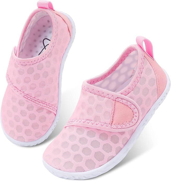LeIsfIt Toddler Water Shoes Boys Girls Barefoot Aqua Socks Kids Breathable Quick-Dry Swim Shoes for Beach Pool Surf Pink, 7 Toddler