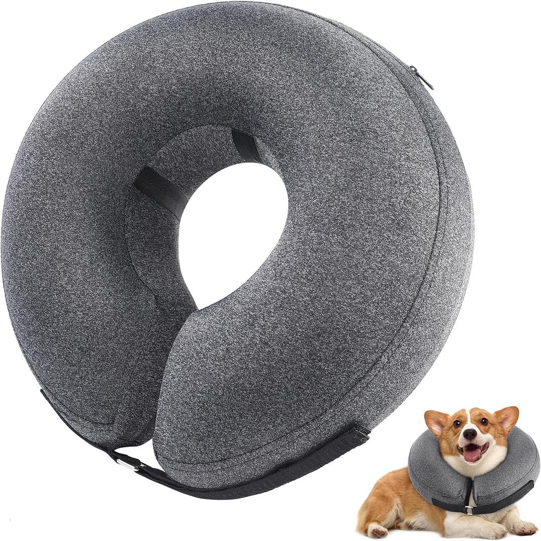 Inflatable Dog Cone Collar, Recovery Dog Cone After Surgery, Adjustable Blow up Dog Donut Collar, Pet Recovery Collar for Dogs Size XL 18-25