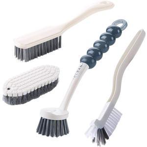 Multi-Purpose Scrub Brush Set - 4 Pack Kitchen Cleaning Brushes with Stiff Bristles for Dishes, Pots, Pans, Sink & Bottles - Dish Brush with Ergonomic Handle