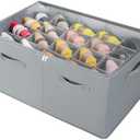 TOPIA HOME Shoe Organizer for Closet, Foldable Shoe Box with Adjustable Dividers and Clear Cover, Space Saving Shoe Storage Organizer Cabinet with Reinforced Handles, Fits 20 Pairs, Gray, TP10G