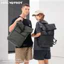 Rolltop Backpack Water Resistant for Adults 15 inch Laptop Backpacks Heavy Duty Commuter Mens Backpack for Work College Travel Black
