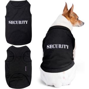 Parisian Pet Dog T-Shirt with Embroidered 'Security' Word Dog Tank Top - 100% Cotton, Breathable Puppy Security Shirt - Sleeveless Pet Vest - Machine Washable Doggy Shirts for Small Dogs - S