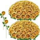 72 Pcs Artificial Roses Gold Fake Silk Roses Realistic Roses Faux Flower Indoor Wedding Home Decor, Birthday Decorations