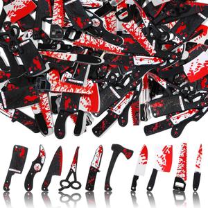 TXIN 40 Pcs Fake Knife Charms for Jewelry Making, Halloween Horror Charms Pendants Mini Acrylic Scissors Axe Knives Pendants for Women DIY Bracelet Necklace Earrings Halloween Jewelry Gifts, 10 Styles