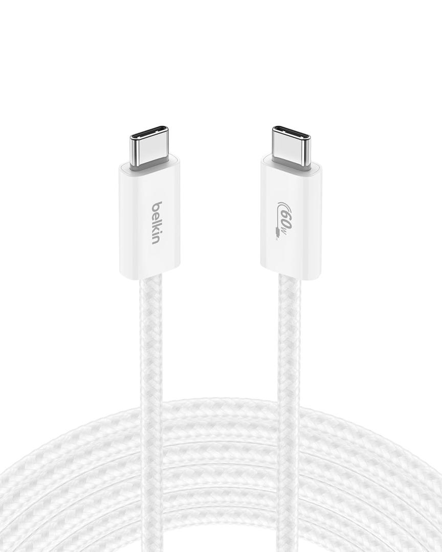Belkin USB C to USB C Cable, 9.9ft, 60W - Type C Charger, iPhone Charger Cord, Soft, Braided, Flexible for iPhone 17, Galaxy S25, Pixel 10, Airpods, iPad Pro, Tablet & More, Travel Essentials - White