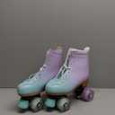 Women's High-Top PU Leather Roller Skates - Four-Wheel Shiny Skates With Carry Bag for Girls (Women's 8 / Men's 6.5, Green violet)