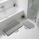 Yimobra Large Bath Mat Set 2 Piece- Super Soft Absorbent Quick Dry Memory Foam Bathroom Rugs, Machine Washable Non Slip Floor Carpet for Tub Shower & Double Vanity (17x24 & 44x24, Gray)