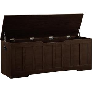 VANKILEY 51.2" Storage Chest Extra Large,Storage Bench with 2 Safety Hinges,Shoe Bench,51.2 * 15.7 * 19.1 inches,Wooden Trunk for Bedroom,livingroom,entryway,Supports 220 lb,Easy Assembly(Espresso).