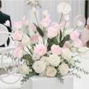 6PCS Pink Eustoma Lisianthus Artificial Flowers Faux Silk Flowers 26.8" Fake Pink Flowers for DIY Wedding Bouquet Centerpiece Table Home Party Decor(Pink)