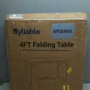 Byliable Folding Table 4 Foot Portable Heavy Duty Plastic Fold-in-Half Utility Table Small Indoor Outdoor Adjustable Height Folding with Carrying Handle, Camping and Party,White | Portable, Heavy Duty, Fold-in-Half, Indoor Outdoor, Adjustable Height, Folding