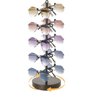 Mkono 360° Rotating Sunglasses Organizer Metal Eyeglass Holder Stand Sunglass Storage Display Eyeglasses Rack for up to 10 Pairs of Eyewear Glasses for Table Dresser Desk Countertop Bedroom, Black