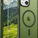 SUPFINE Magnetic for iPhone 15 Case (Compatible with MagSafe) (Military Grade Drop Protection) Slim Translucent Matte Shockproof with Anti-Fingerprint Phone Case, Cangling Green