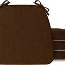 Chair Cushions for Dining Chairs Set of 4, D-Shaped Non-Slip Seat Cushions with Ties and Removable Cover, 2" Thick Chair Pads for Indoor Dining Room, Kitchen, 18''x16'', Brown, 4 Pack