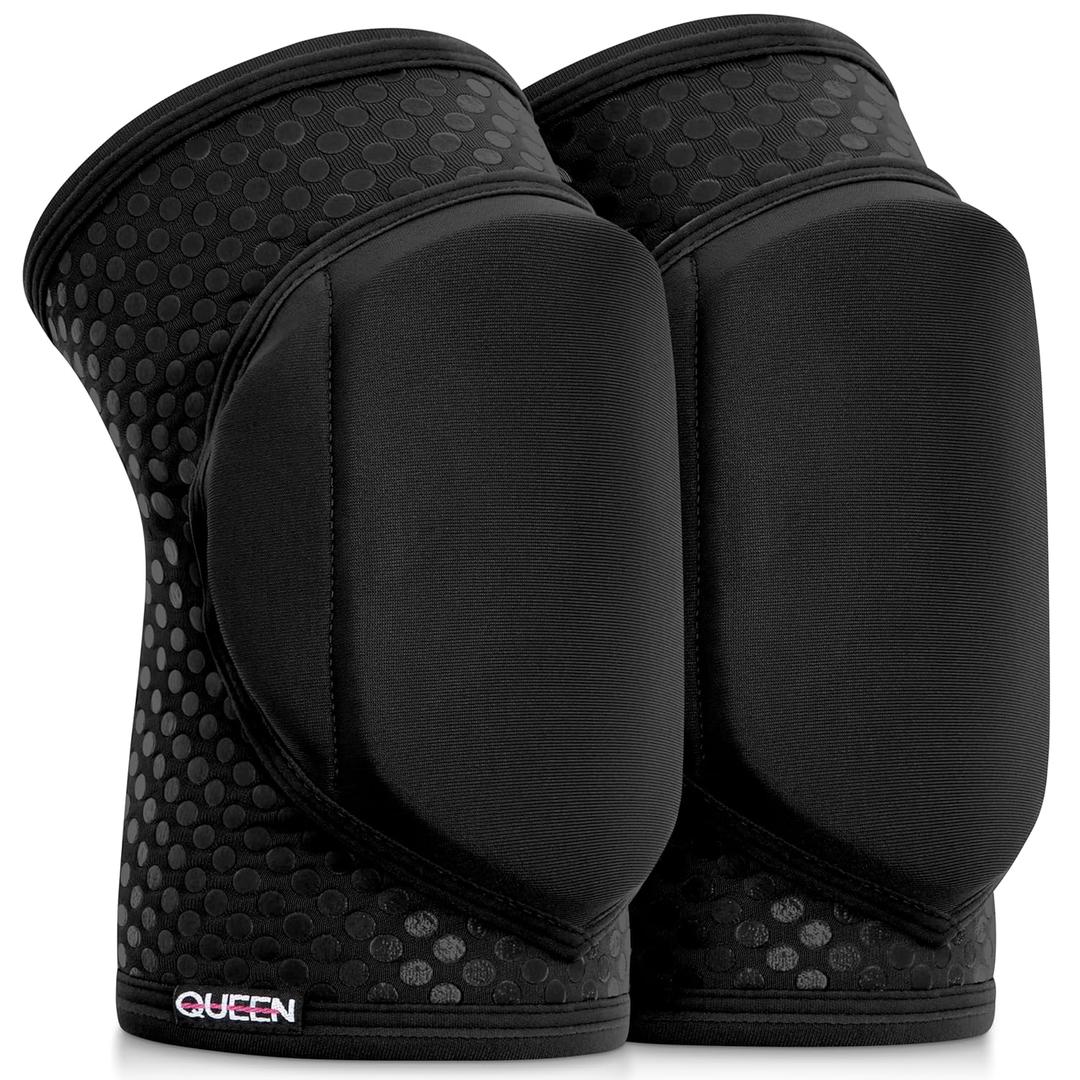 Queen Wear  Sleek Black Grip  Pole Dance Knee Pads  Perfect Woman Protection for Pylon Ballet Modern Dance and Indoor Sports (S)