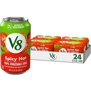 V8 Spicy Hot 100% Vegetable Juice, 11.5 fl oz Can (24 Pack)BB: 10 2027