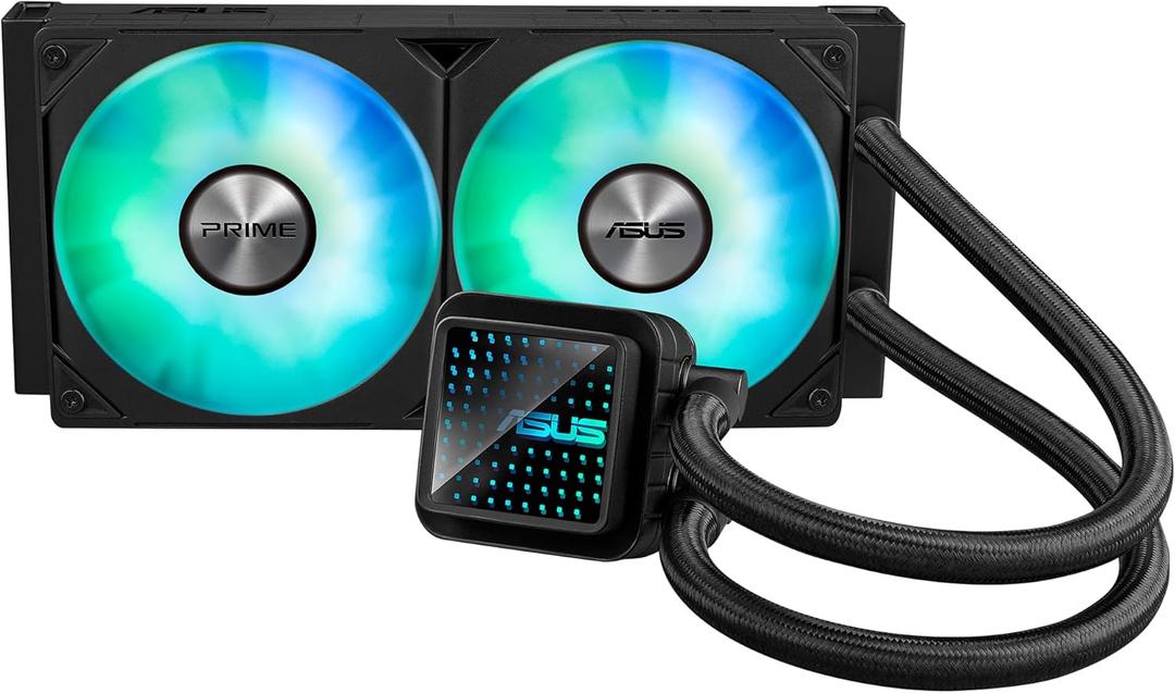 ASUS Prime LC 240 ARGB All-in-one AIO CPU Liquid Cooler AMD: AM5 & AM4 Intel: LGA 1851, 1700, 1200, 115x Specially Designed CPU Contact Area, finned Channels, Infinity Mirror, pre-Installed ARGB Fans