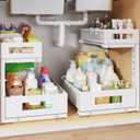 2-Pack Under Sink Storage Organizer, Large 2-Tier Elegant Mesh Pull Out Shelf for Kitchen and Bathroom Cabinet Organization, L-Shaped and Adjustable Height Design for Maximum Space Efficiency-White (2 Pack-15.74"Dx11.4"-16.14"H)