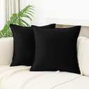 JIAHANNHA Velvet Black Throw Pillow Covers Pack of 2 Decorative Soft for Couch Sofa Bedroom Livingroom Car Office 2222 Inches