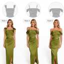 Popilush Womens Shapewear Maxi Dress Multi Way Wear Off The Shoulder Bodycon Long Cocktail Formal Dresses (Green, L)