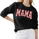 Mama Sweatshirt Women Valentines Shirt Red Hearts In Mama Graphic Sweater Mother Gift Pullover Tops (Medium, Black)