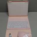for iPad 11th (A16, 2025) / 10th Generation Case with Keyboard, Mouse and Detachable Wireless Keyboard, 7-Color Backlight, Slim Case with Pencil Holder, Pink