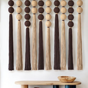 KaloKalo Large Macrame Wall Hanging Handmade Boho Sphericity Fibre Yarn Art Textile Modern Handcrafted Natural Cotton Wall Decor Art for Living Room Bedroom Party 35.4" L by 33.8" H - Taupe Brown