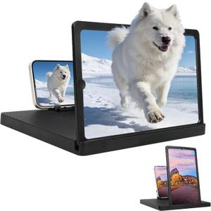 Big Screen Phone Magnifier, Screen Magnifier for Cell Phone, HD Screen Expander for Movies and Videos, Portable Magnifying Screen for Travel, Screen Magnifier Compatible with All Phones (14in, Black)