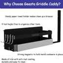 Geesta Upgraded Griddle Caddy for Blackstone 28"/36" Griddles/Weber Grill/Prep Cart, BBQ Grill Accessories Space Saver with Magnetic Tool Holder & Paper Towel Holder