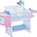 American Plastic Toys Kids My Very Own Nursery Baby Doll Playset with Crib, Feeding Station, Sink, Storage and Starry Night Mobile, Pink