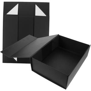 SAFIGLE 2pcs Foldable Boxes Lids Colorful Wrapping Cases for Jewelry and Flowers Small Storage Containers for Party Favors and Special Occasions (Black)