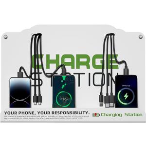 Wall Mount Cell Phone Charging Station for Famil Business Public Community | 8 Ports High Speed Cables | Compatible with iPad, Samsung, Android,Tablets and More