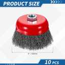 Wire Brush for Angle Grinder (4"/100mm) 10Pack, Crimping Steel Wires 0.012" (Carbon Steel) Wire Wheels with 5/8 Inch-11 Threaded Arbor - for Rust, Cleaning, Deburring on Cast Iron