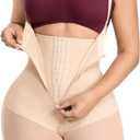 SHAPELLX Fajas Colombianas Shapewear for Women Tummy Control Plus Size Butt Lifting Bodysuit Post Partum Body Shaper (Beige, S)