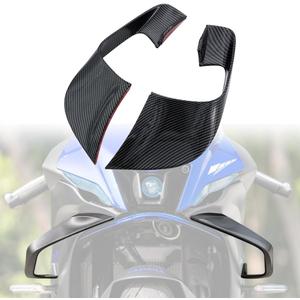 MANCANL Motorcycle Winglet Fairings for Yamaha YZF-R7 (2021-2024) - Spoiler Wing for Yamaha R7 Winglets, Durable ABS Plastic Easy Installation of Yamaha R7 Fairings (Bright Black Carbon Fiber)