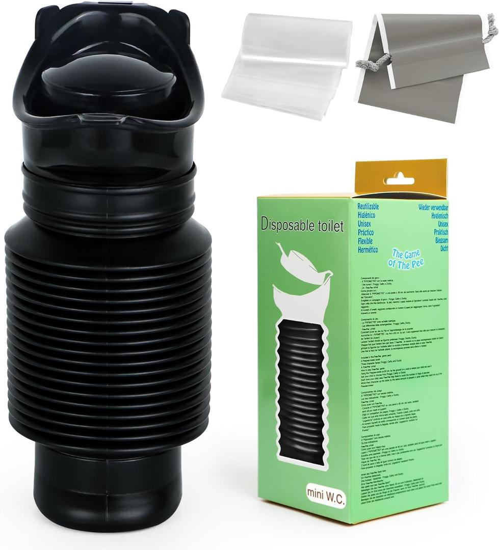Portable Urinal, Portable Car Urinal for Men and Women with Disposable Replacement Bags, 750ml,Leakproof, Emergency Toilet Shrinkable Urinal, Emergency Pee Bottle for Driving, Hiking and Travel