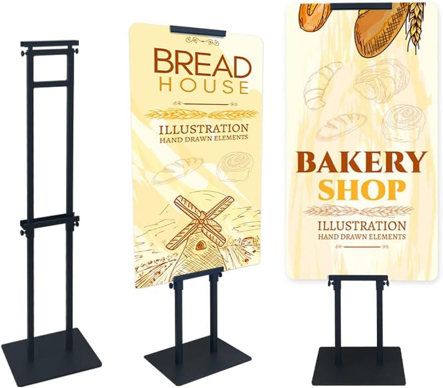 Pedestal Poster Sign Stand for Display Heavy Duty Double Sided Poster Stand Adjustable Height Up to 80 Inches w/ Non-Slip Base Floor Standing Sign Holder for Board & Foam Sign,Wedding,Restaurant