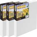 Creative Mark The Edge Deluxe Cotton 1-1/2" Deep Stretched Canvas for Painting, 8x8 Pack of 3, 14oz. Primed Weight, Universal Archival Priming, Medium Tooth, Frameless Artwork Canvas for Painters
