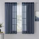 MIULEE 2 Panels Navy Blue Sheer Window Curtains Elegant Window Voile Panels/Drapes/Treatment for Bedroom Living Room (54X63 Inches)