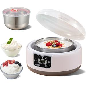 Yogurt Maker with Temperature and Time Control, Intelligent Digital Panel Yogurt Maker machine suitable for Probiotic homemade yogurt, Greek Yogurt, Natto and Rice Wine