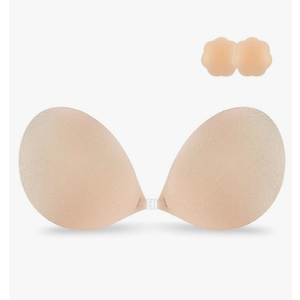 Niidor Adhesive Strapless Bra for Women Sticky Invisible Push up Silicone Bra for Backless Dress 2025 Upgraded Clasp Bras (C)