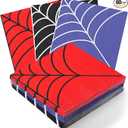 Glenmal 60 Pcs Spider Web Napkins, Spider Themed Red Blue Black Cobweb Hand Towel, Disposable Paper Decor Guest Cocktail Napkins, for Party Lunch Dinner Kitchen Bathroom Halloween