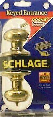 Schlage Georgian Bright Brass Steel Entry Lockset ANSI Grade 2 1-3/4 in.