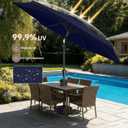 Outdoor Patio Umbrella with Push Button Tilt, 9 ft Navy Blue